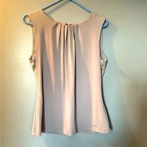 Calvin Klein Gray Sleeveless Pleated Blouse Womens Sz M Polyester Spandex Blend